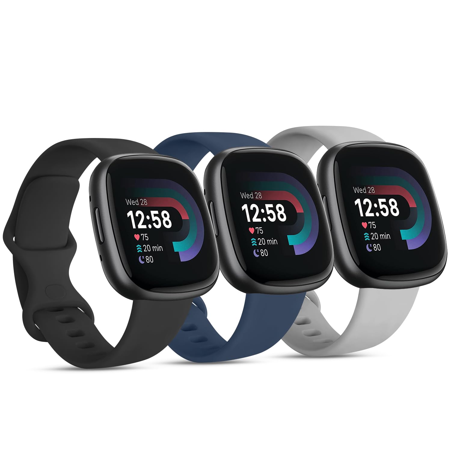 3 Pack Sport Bands Compatible with Fitbit Sense 2 / Versa 4, Classic Soft Straps for Fitbit Sense / Versa 3 Smart Watch-image-36