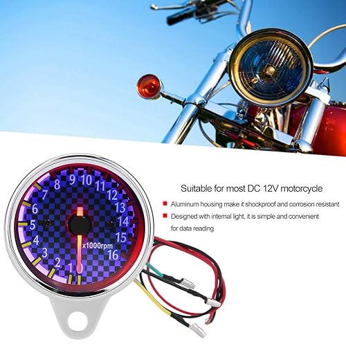 Miniatura 3 de Tacómetro para motocicleta, carcasa de aluminio universal de 12 V, pantalla LED de motocicleta, tacómetro electrónico, medidor de tacómetro