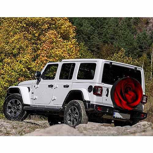 Image of Rose Spare Tire Cover Red Flower Bloom Love Valentine Petal Romance Aroma Passion Weatherproof Universal Wheel Protectors Camper Tire Covers for Trailer Rv Travel(17 inch)
