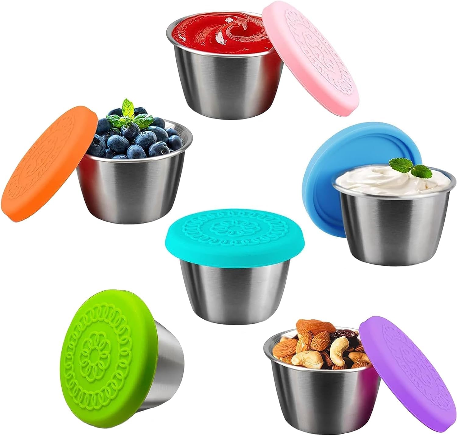 6-Pack Stainless Steel Sauce Dishes - 3.27x3.27 Inches, Dip Bowls For Sushi, Condiments, Appetizers