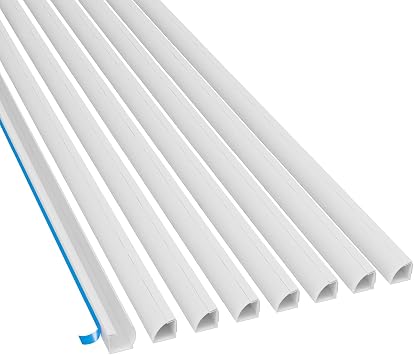 D-Line Quarter Round Cable Raceway, Self-Adhesive Baseboard Molding Alternative, Corner Cord Cover, Paintable Self-Adhesive Wire Hider - 8X 0.87 W x 0.87" H x 60" Lengths 40 Pack