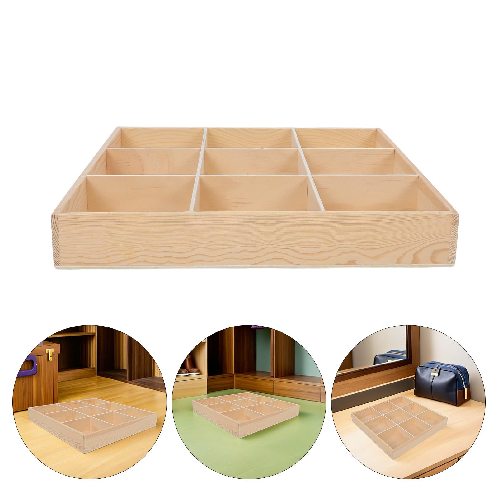 Organizzatore in Legno per Cassetto con 9 Scomparti, Scatola Porta Biancheria Intima e Calze, Finitura Liscia e Alta Durabilità, la Casa la Camera da Letto