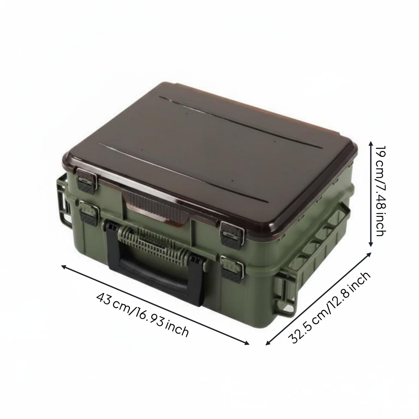 Scatola Porta Esche a Doppio Livello Scatola da Pesca Contenitore Tackle Box Organizer con Divisori Amovibili Struttura Solida E Fermo Coperchio, Nero, 43X33X19cm