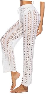 GALPADA Shorts De Praia Calças De Praia Para Mulheres Shorts De Biquíni De Crochê Para Mulheres Calças De Biquíni Transparentes Calças De Banho Transparentes Calças De Praia Recortadas