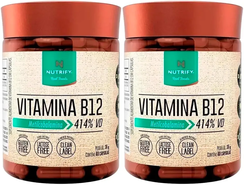 2x Vitamina B12 Nutrify 60 Cáps Metilcobalamina 414% Vd Sabor Sem Sabor