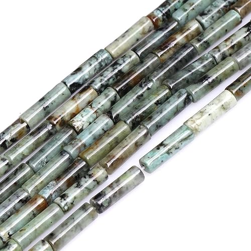 HAAMIIQII 28 piezas de cuentas naturales de África turquesa de África, tubo cilíndrico de columna, cuentas sueltas de piedras preciosas para hacer