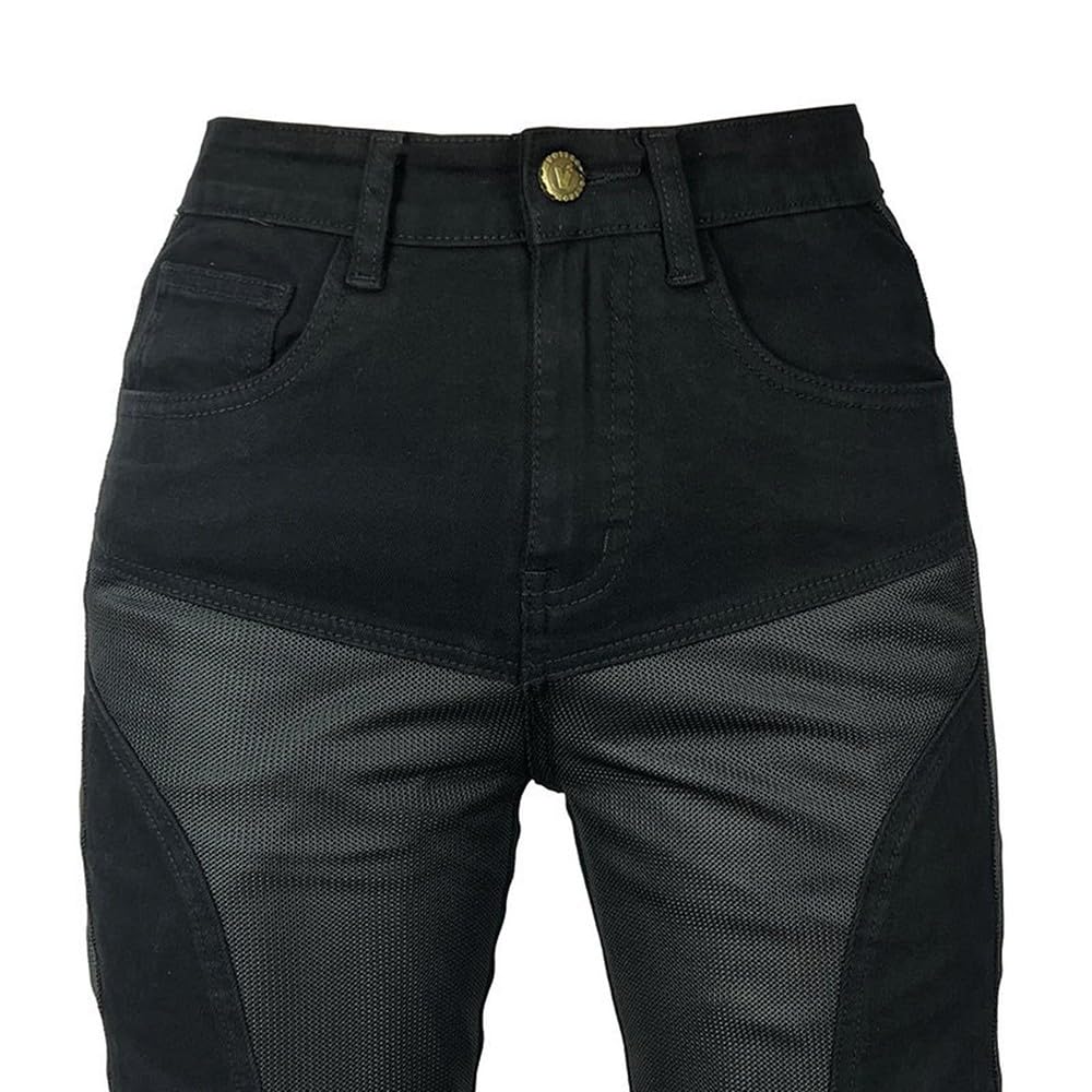BLUEZY Pantaloni Moto Donna, Traspirante Jeans da Motociclista Elasticizzati Slim Fit da Donna, Pantaloni Biker Ventilato Elastico Vestibilità Slim con 4 Imbottitura di Protezione