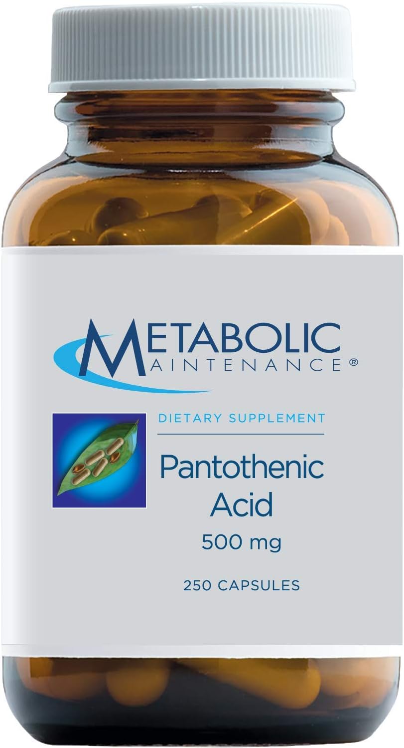 Metabolic Maintenance Pantothenic Acid - High Potency 500mg Vitamin B5 Supplement - Energy Metabolism + Adrenal Health Support (250 Capsules)