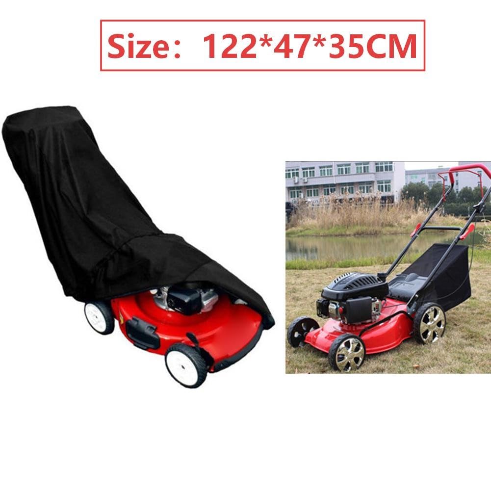 210D Oxford - Funda impermeable para cortacésped con cable resistente al viento, protección solar UV para cortacésped Toro Honda Craftsman Greenworks, negro, 184 x 52 x 80 cm
