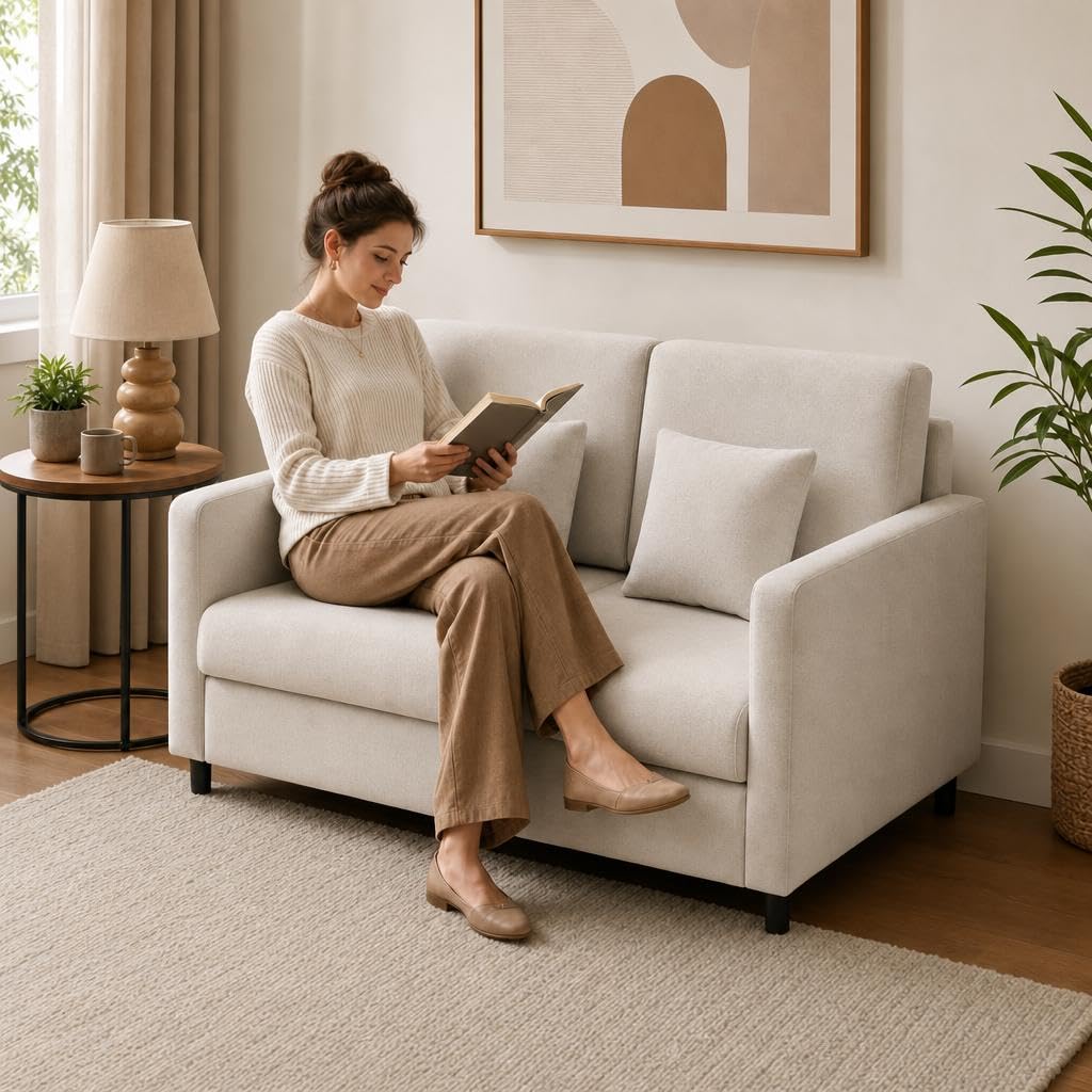 Acekool Sessel Wohnzimmer 2-Sitzer Sofa, 131.8 x 78 cm, Holzrahmen