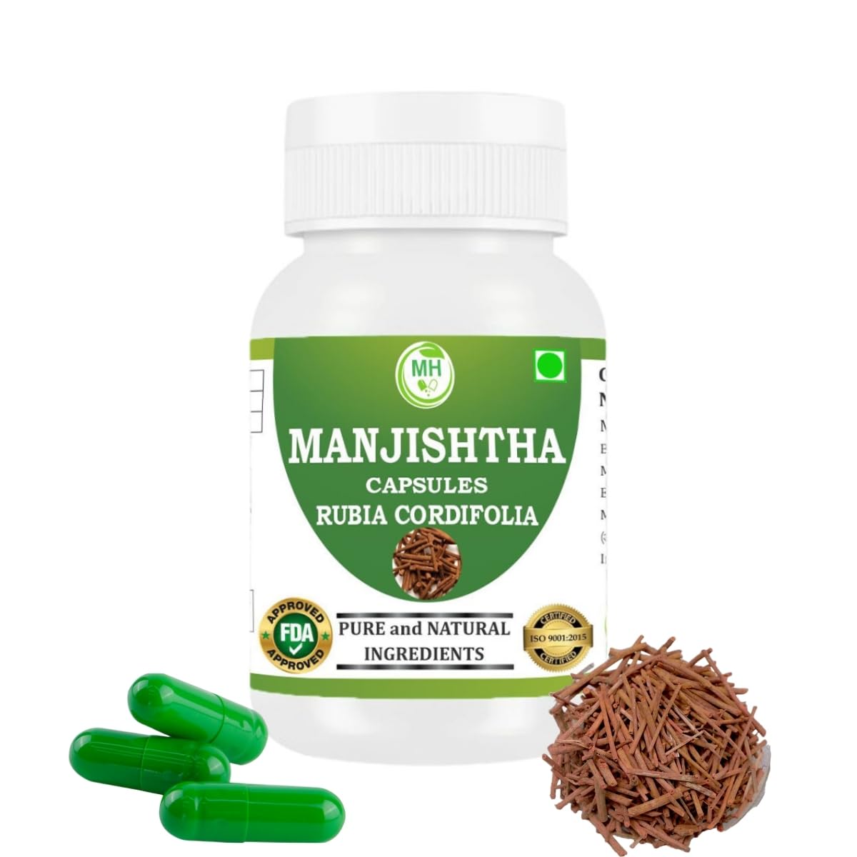 MANJISTHA Capsules – 60 Veg Capsules | Rubia Cordifolia Extract | Natural Ayurvedic Supplement | Plant-Based Herbal Formula (pack of 1)