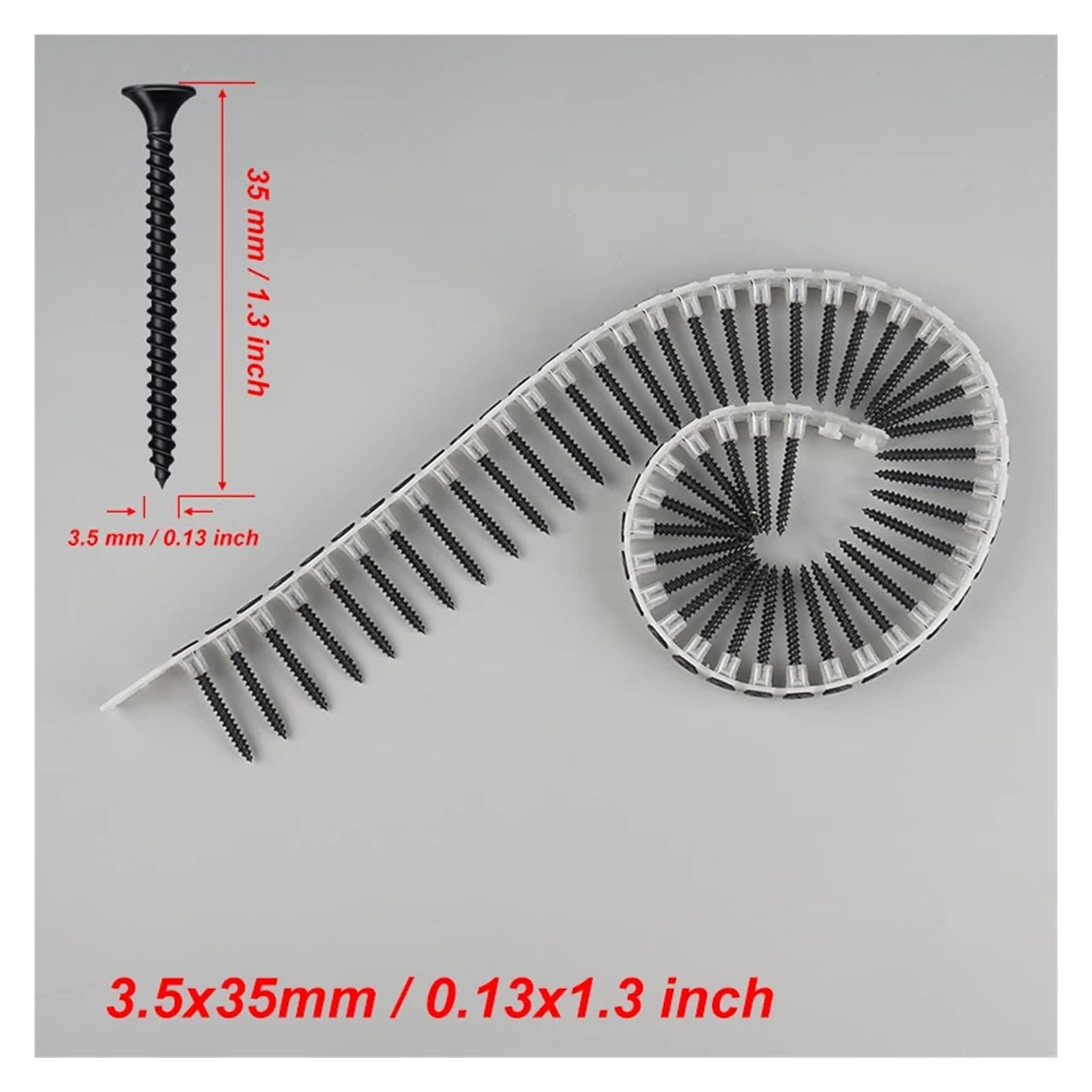 Trockenbau-Schrauben, Trockenbauschrauben, Streifen, selbstschneidend, Kohlenstoffstahl, rund, Kunststoff, Beton, 1000 Stück, 25–35 mm(35mm 1000pcs)
