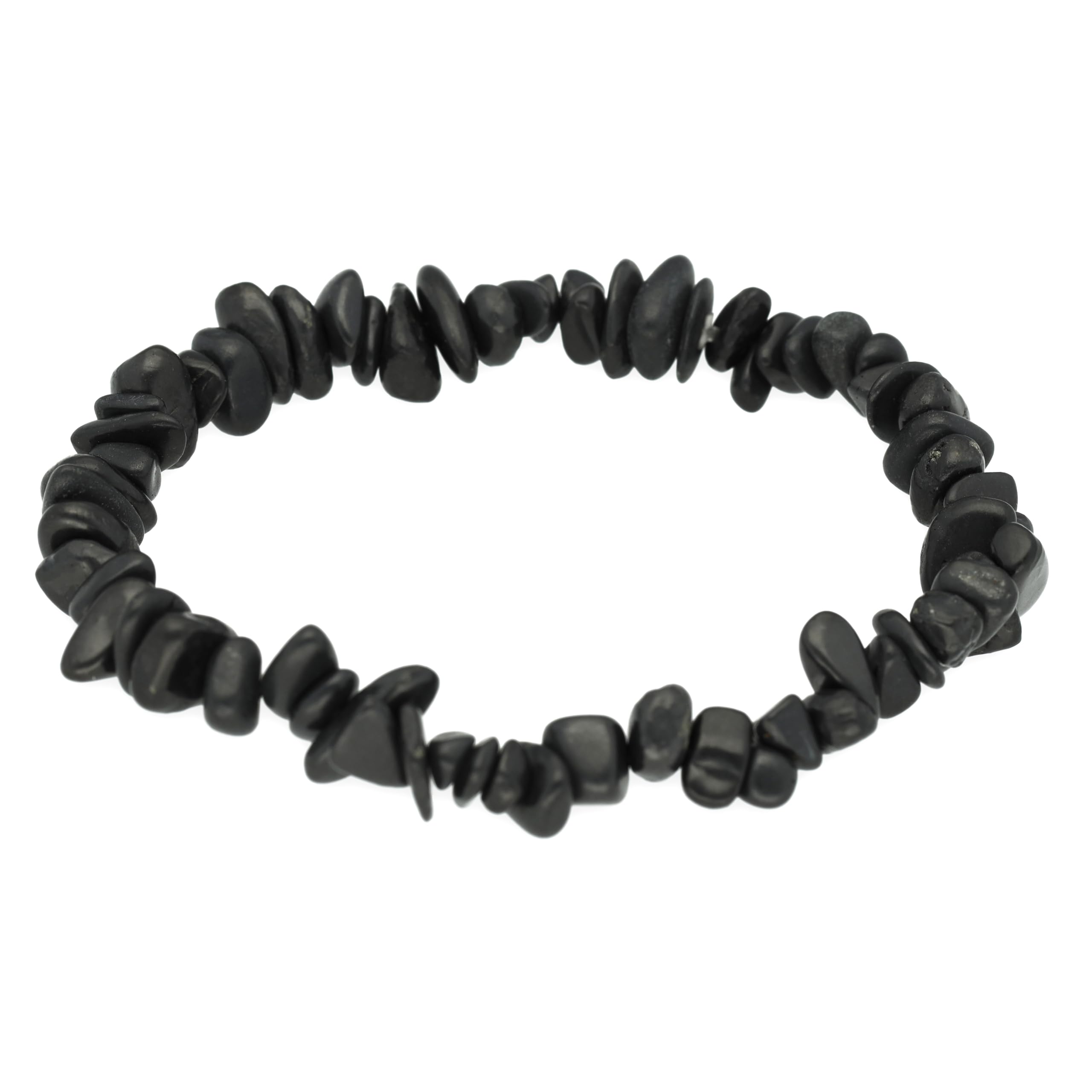 Lebensquelle Plus Schungit Splitterarmband | Handgefertigtes Elastisches Stretch Splitter Armband | Echter natürlicher Edelstein (Schungit)