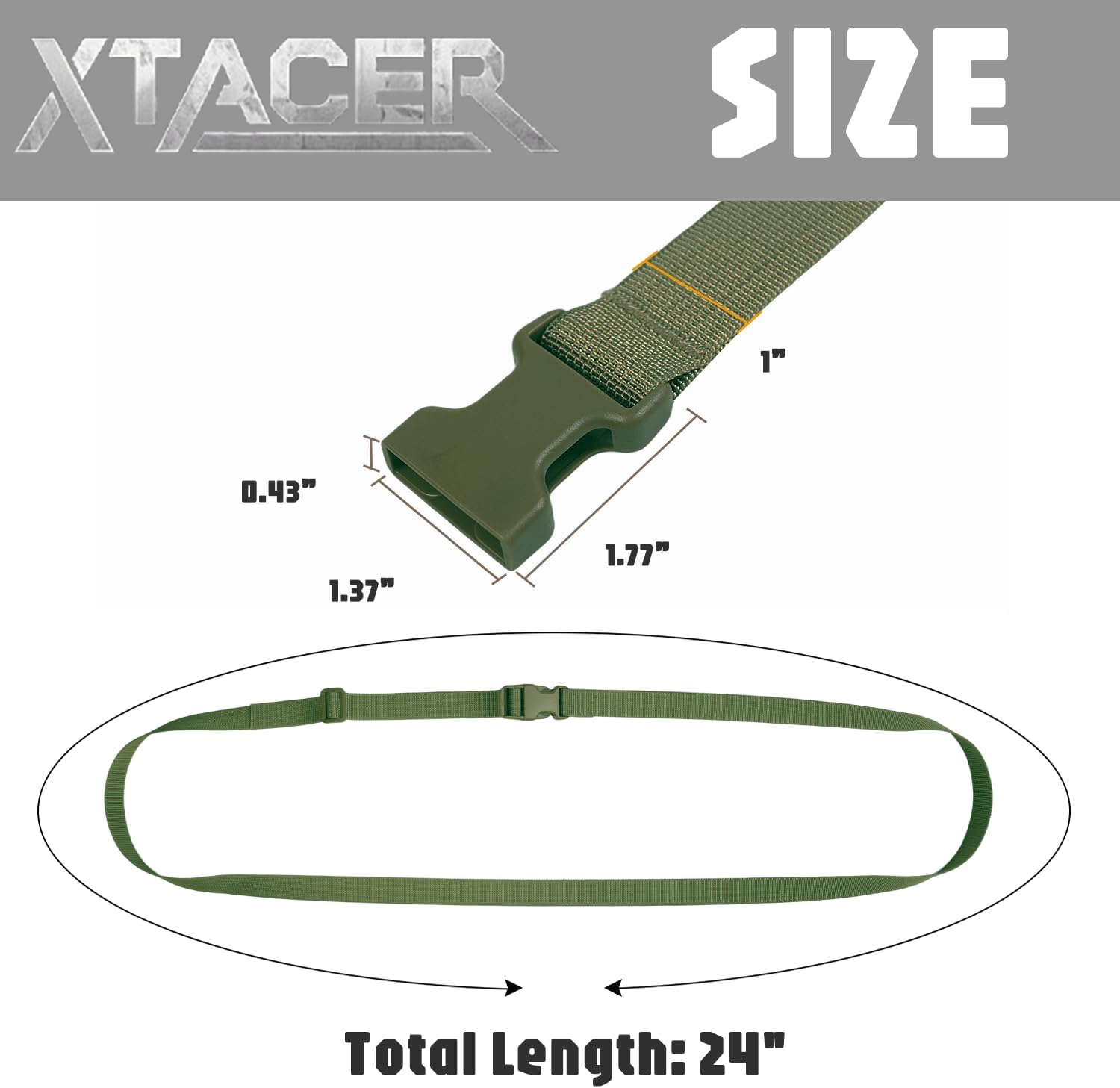 XTACER 1 Inch Molle Backpack Accessory Strap Luggage Straps Cover Strap Sleeping Bag Strap with Buckle (Green, 24in)