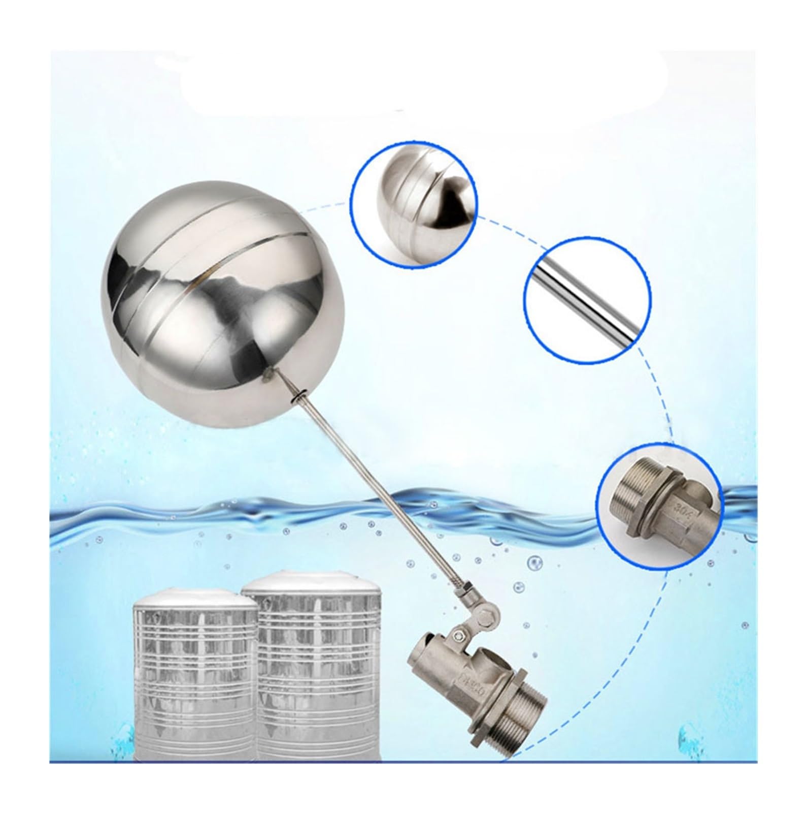 Válvula Flotante Grande DN40 Tanque De Agua Fría Y Caliente Regulador Nivel Líquido Acero Inoxidable Funcionamiento Fiable