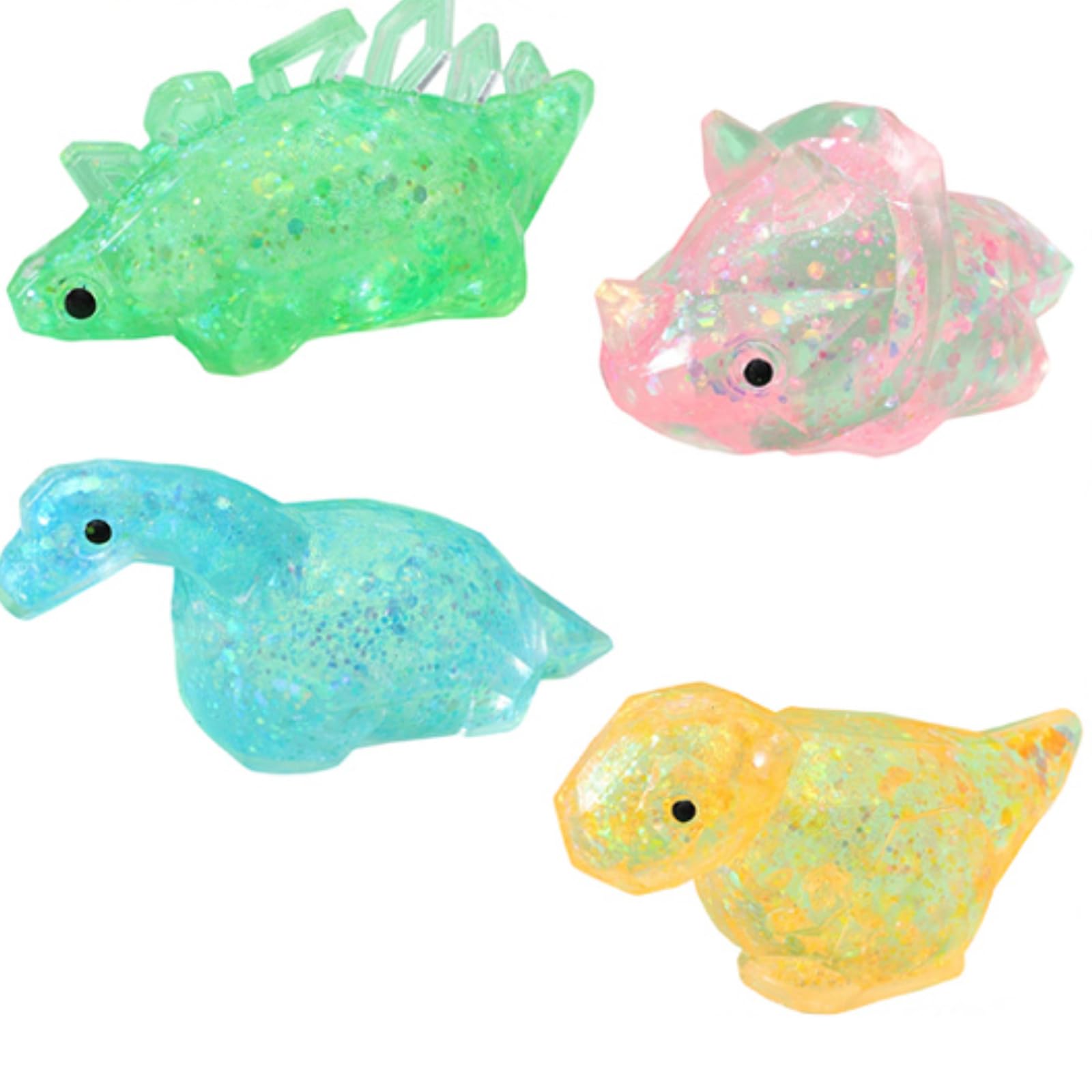 1pc Glitter Dinosaur Squishy Stress Ball, Cute Sparkle Animal Fidget