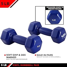 JFIT Vinyl Dumbbell (Set of 2), 5 LBS