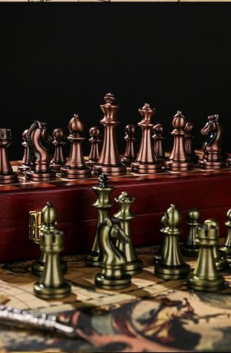 Miniatura 2 de agirlgle Norma Internacional de Ajedrez Con Tablero de ajedrez de madera plegable y clásico hecho a mano piezas