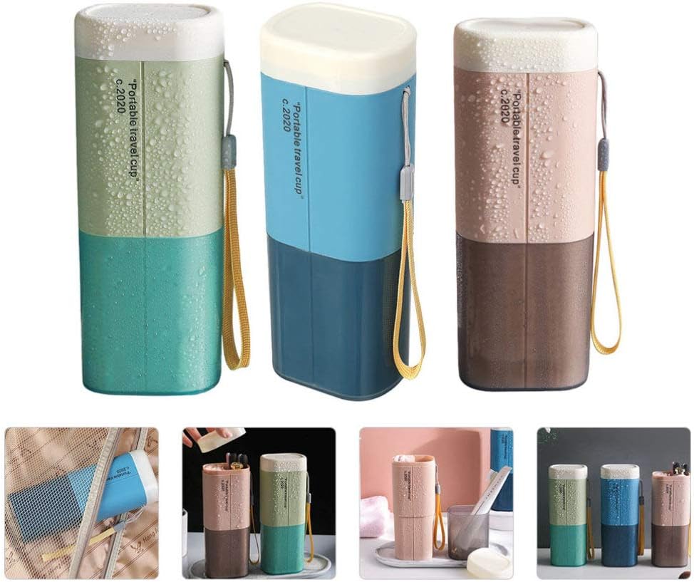 Cabilock Portable Toothbrush Storage Box Toothpaste Holder Travel Size Toothbrush Case Portable Gargle Cup