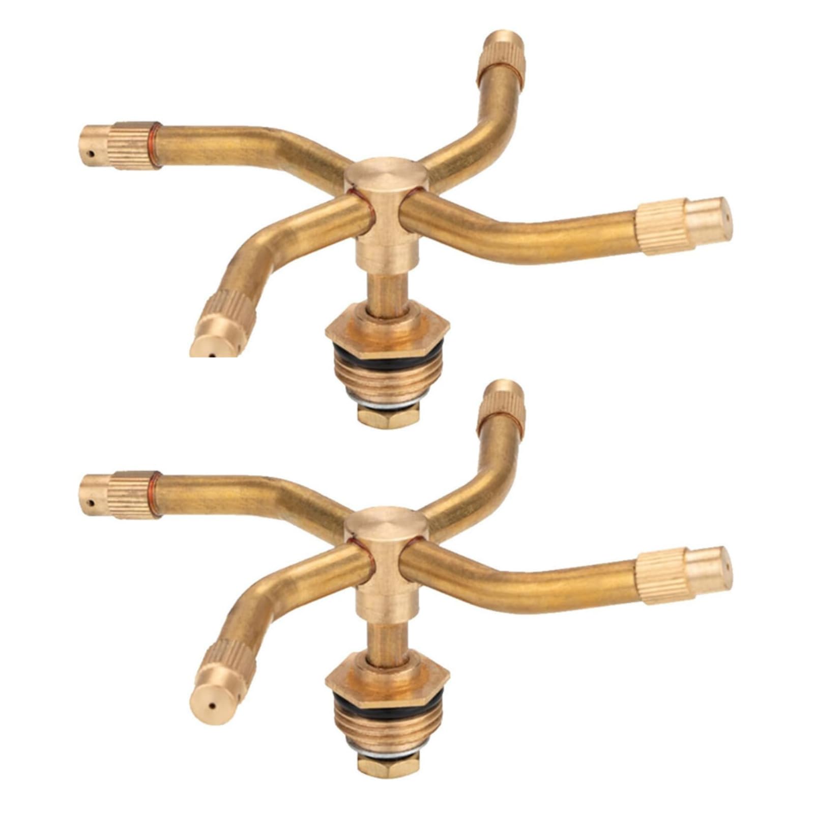 2PCS Automatic Rotary Brass Sprayer, Grass Sprinkler Head Water Sprinkler, Brass Sprinkler Head, Water Nozzle 360 Degree Rotation Irrigation System Sprinkler Head (4-Arm)