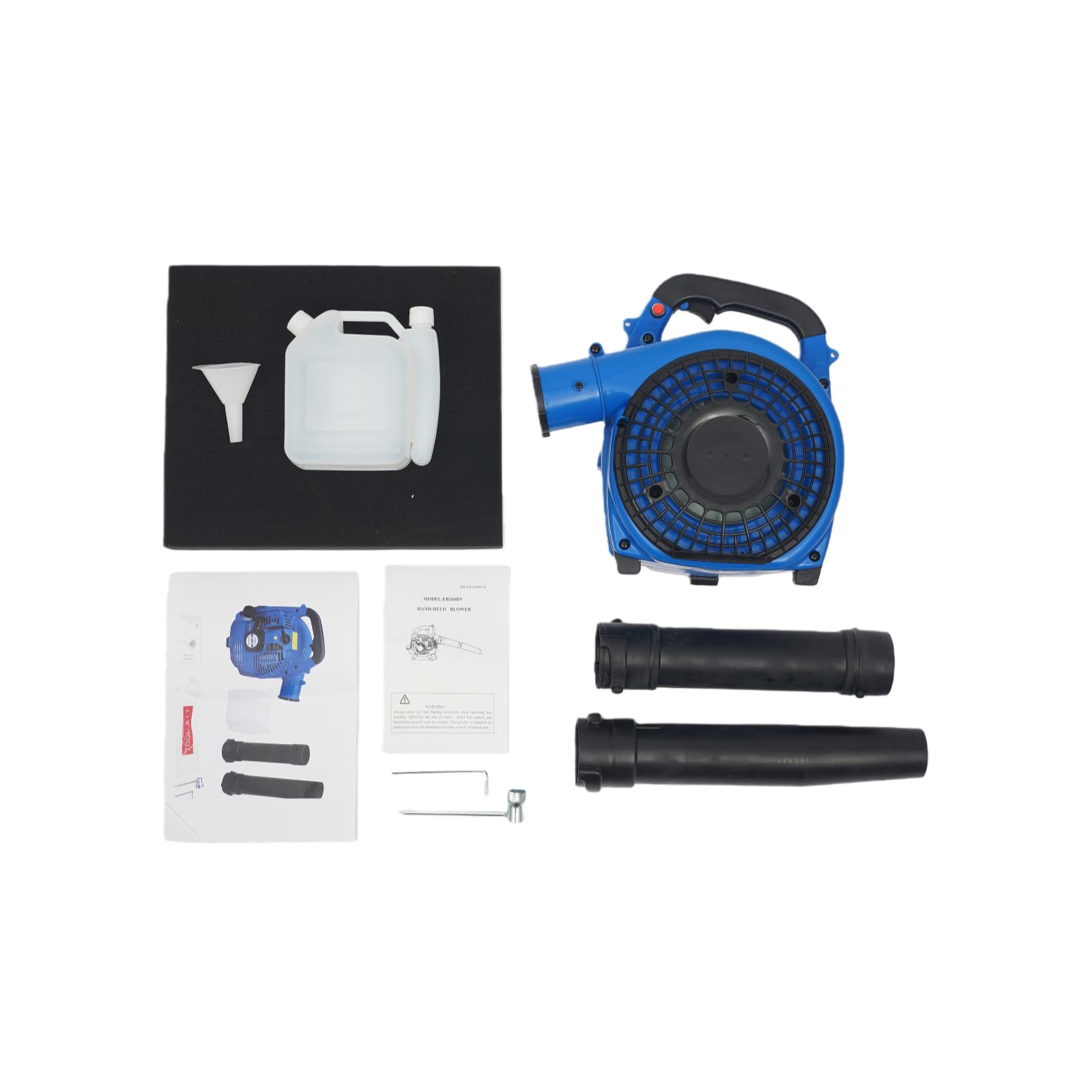 Soplador de hojas de gasolina de 25,4 cc, con 2 tubos de soplado, motor refrigerado por aire de 2 tiempos, 750 W, soplador de hojas portátil, aspirador de hojas de gasolina, soplador de gas