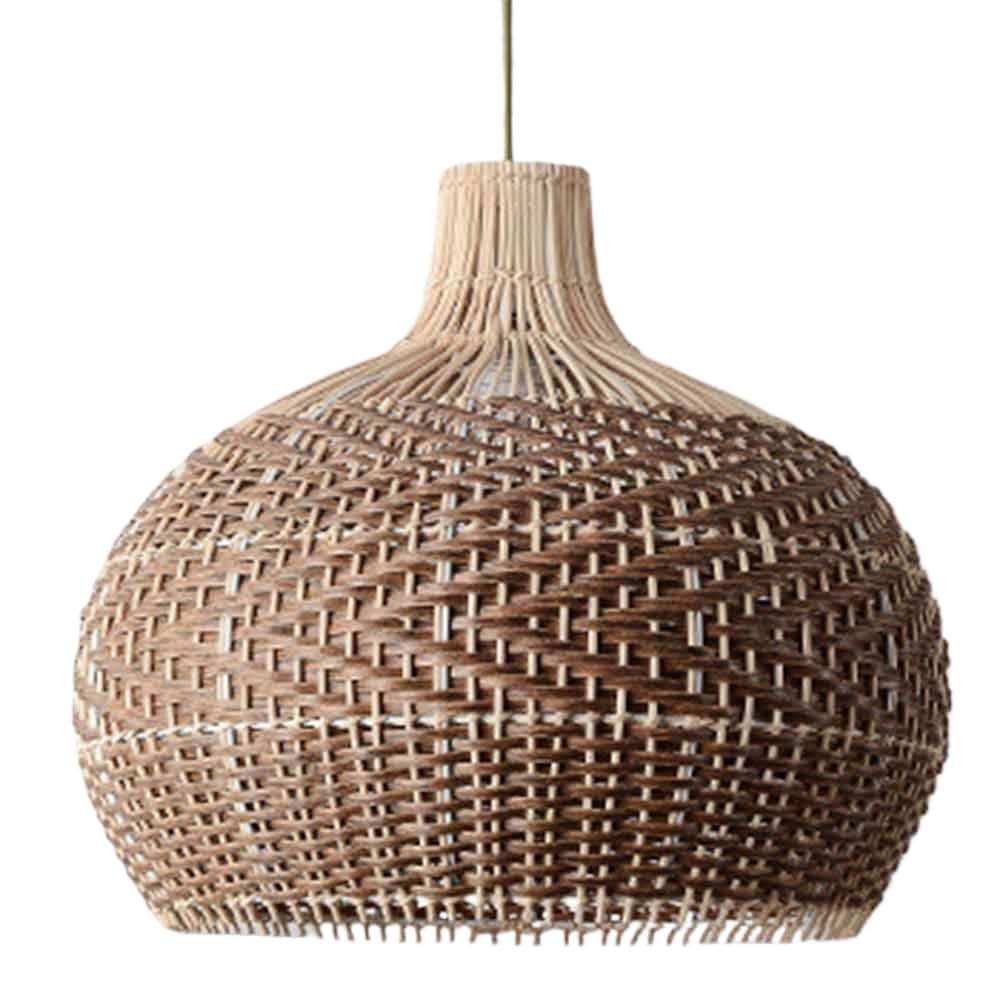 YANZHAOA Tengbian Pendant Lamping Silent Wind Handwoven Creative Decorative Craft Lamp E27 Vintage Basket Ceiling Light Wicker Rattan Hanging Chandelier For Tea Room, Study Room, Homestay