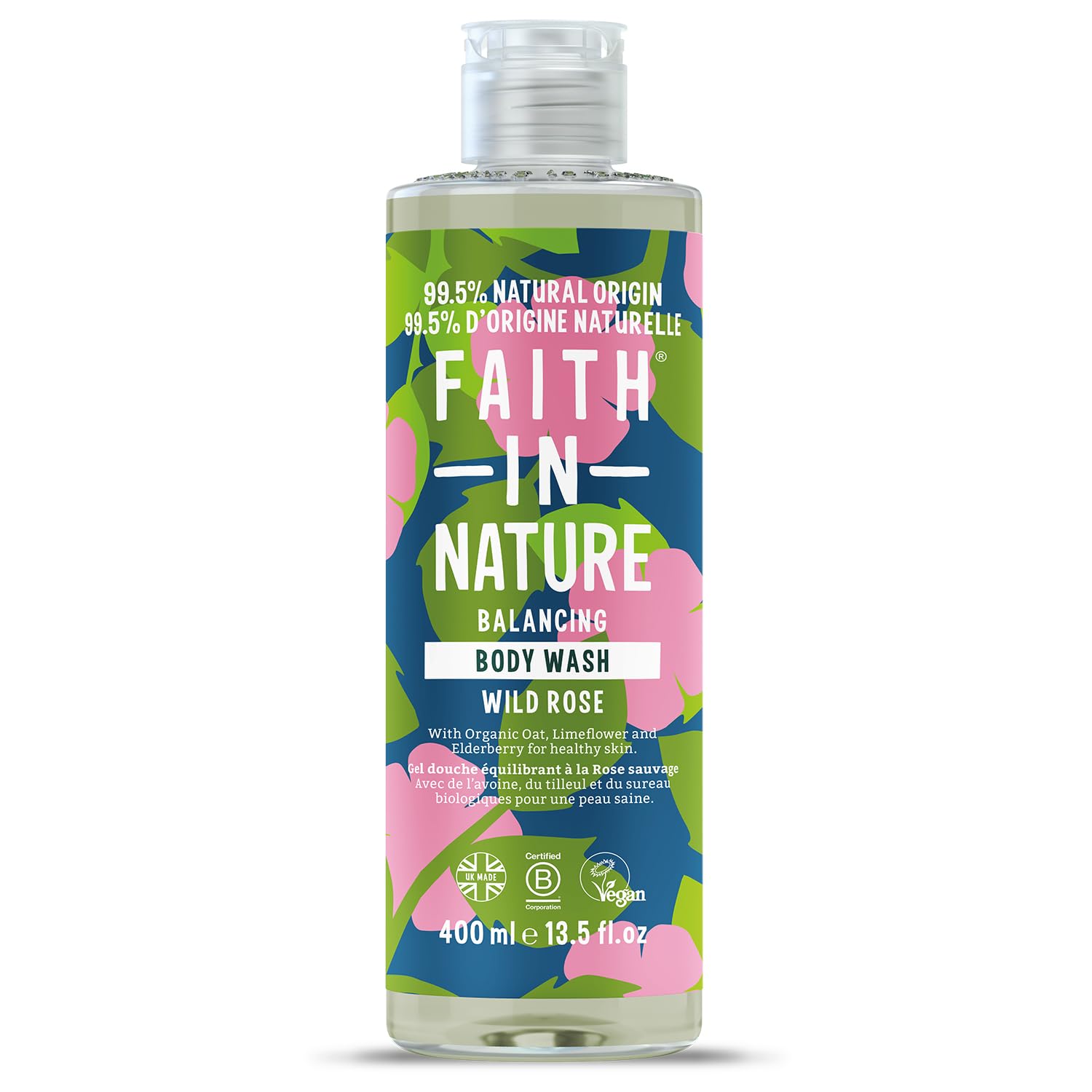  FAITH IN NATURE Natural Wild Rose Shower Bath per Pelle Sana - Vegano e Senza Modifiche Cruelty Free, Senza SLS e Parab
