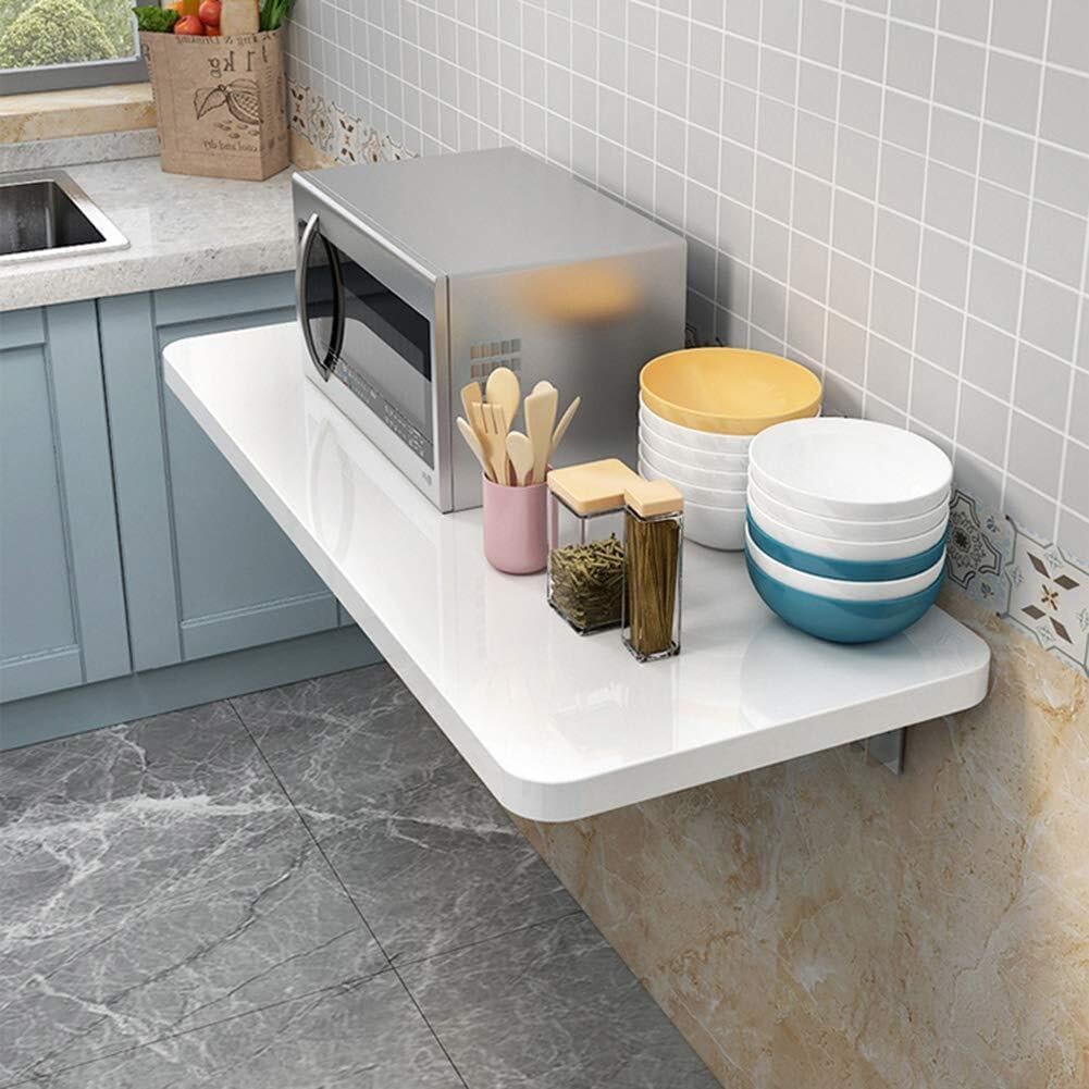 Wall Mounted Fold Down Table, Space-Saving Folding Desk for Small Spaces, Portable Computer Desk for Kitchen, Laundry, and Garage(LxW - 60x40cm/23.5x15.5in) - Image 3