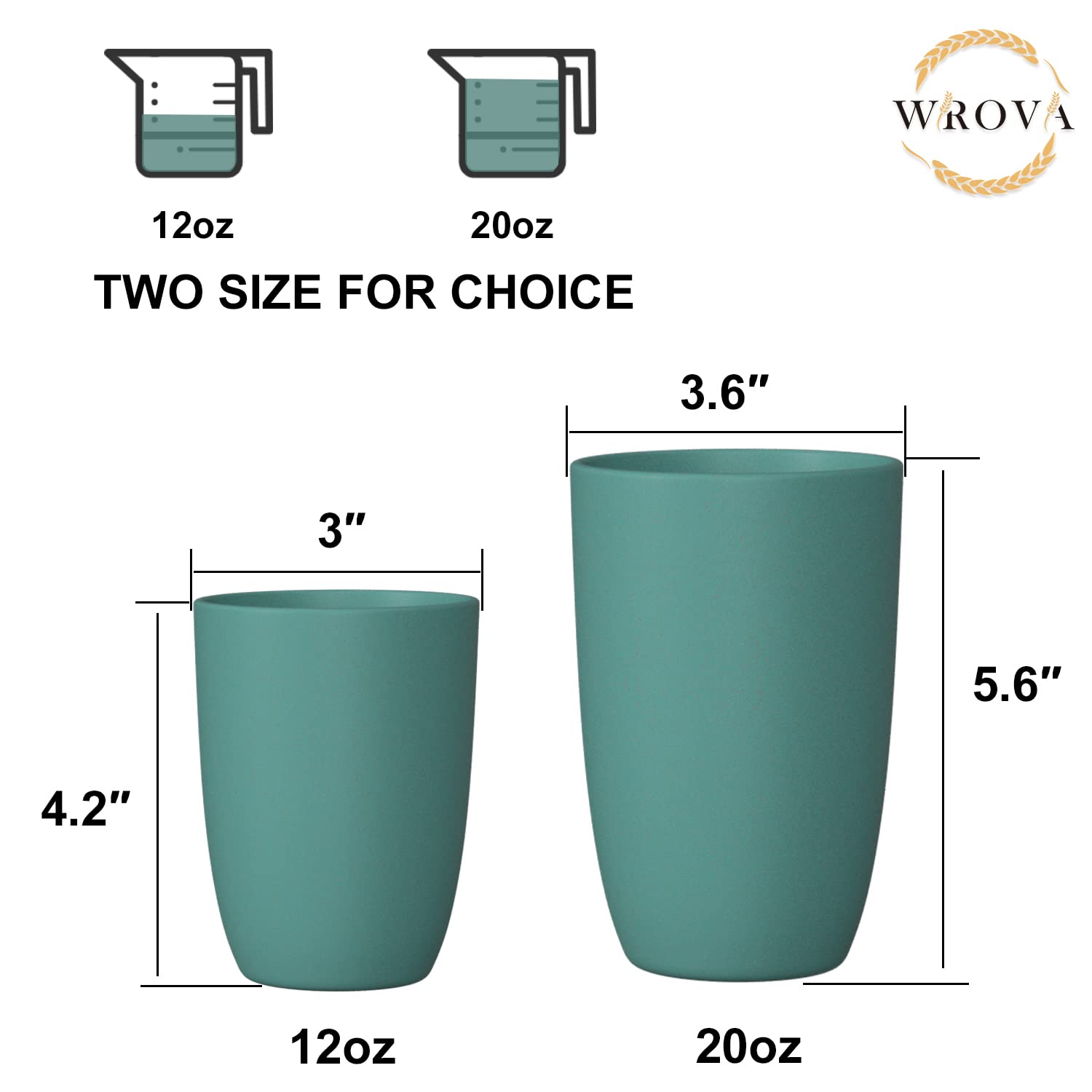 Wrova 6-Pack Wheat Straw Cups 12 Oz - Unbreakable, BPA-Free Reusable Cups, Dishwasher & Microwave Safe - View #8