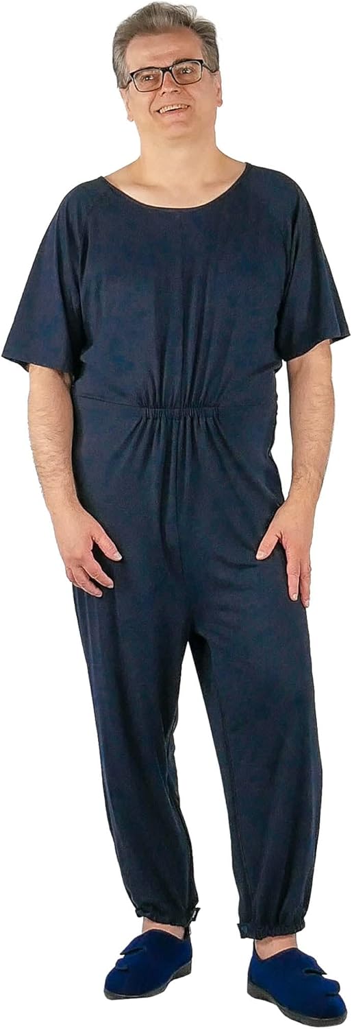 Ovidis Dementia Clothes - Alzheimers Anti-Strip Jumpsuit with Back-Zipper for Elderly Men - Bobby