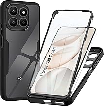 Case for Honor 400 Smart, Transparent Case with Screen Protector, 360 Degree Double Protection Shockproof Silicone Case Cover, Black