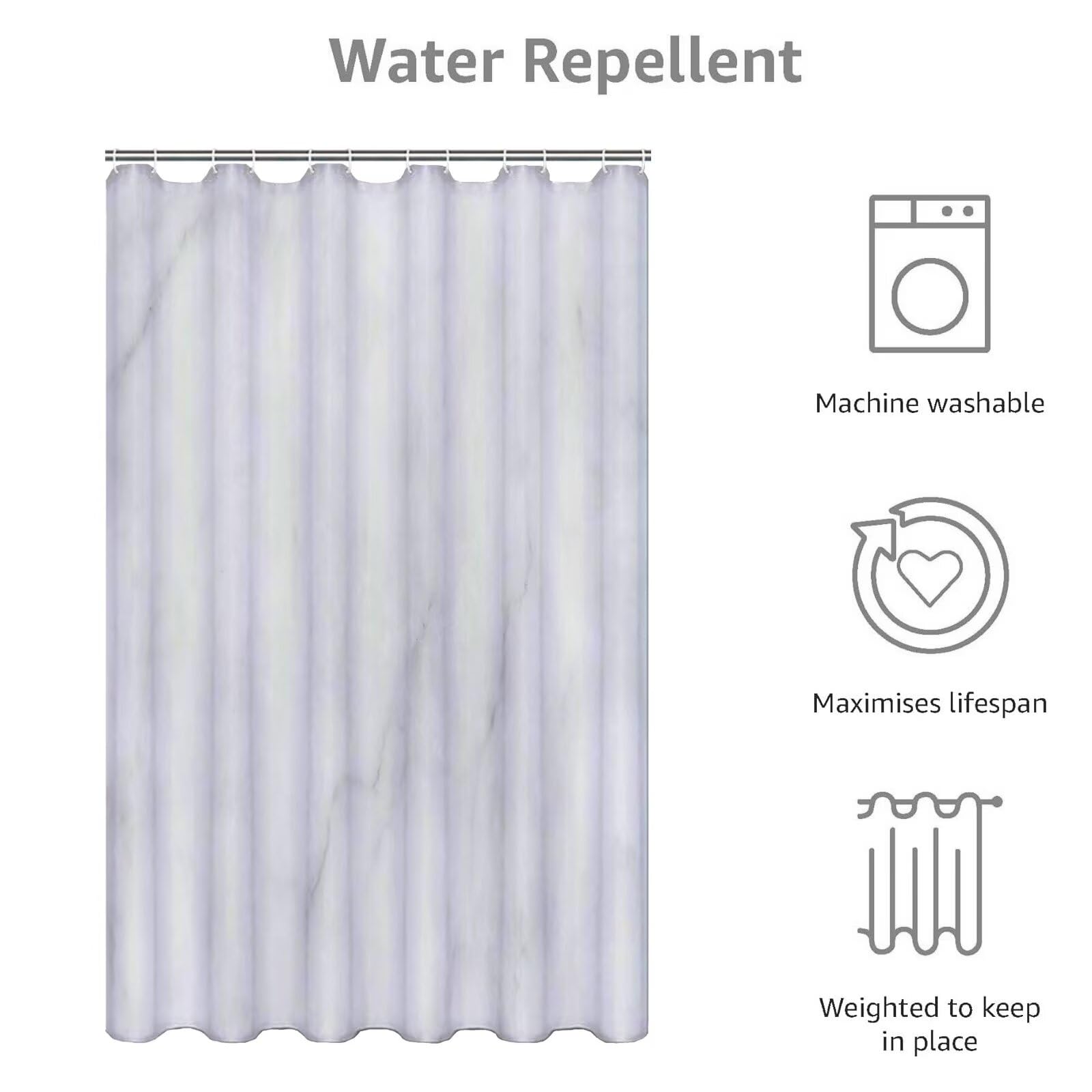 Couleur Unie Rideau Douche 180x210cm Rideau de Douche Brumeux Shower Curtain – Impression Polyester Tissu – avec 12 Crochets – Tissu Lavable en Machine – Imperméable – pour Salle de Bain – Hôtel D#344