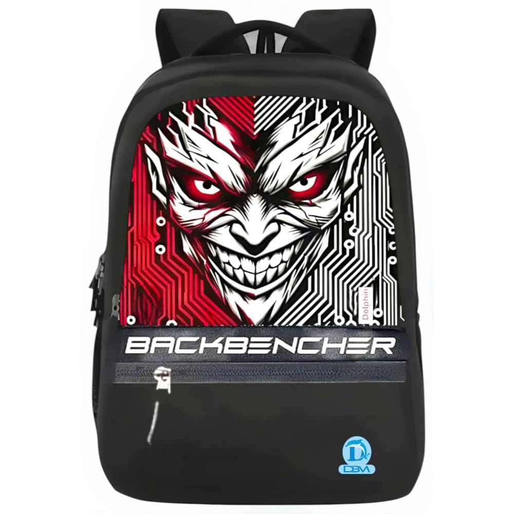 dbm 37L Backbencher Printed Backpack for Boys | Stylish Laptop Bag with Spacious Compartments & Padded Straps with Joker Face Design | Casual School, Travel Backpack for Teens & College Students-picture-26