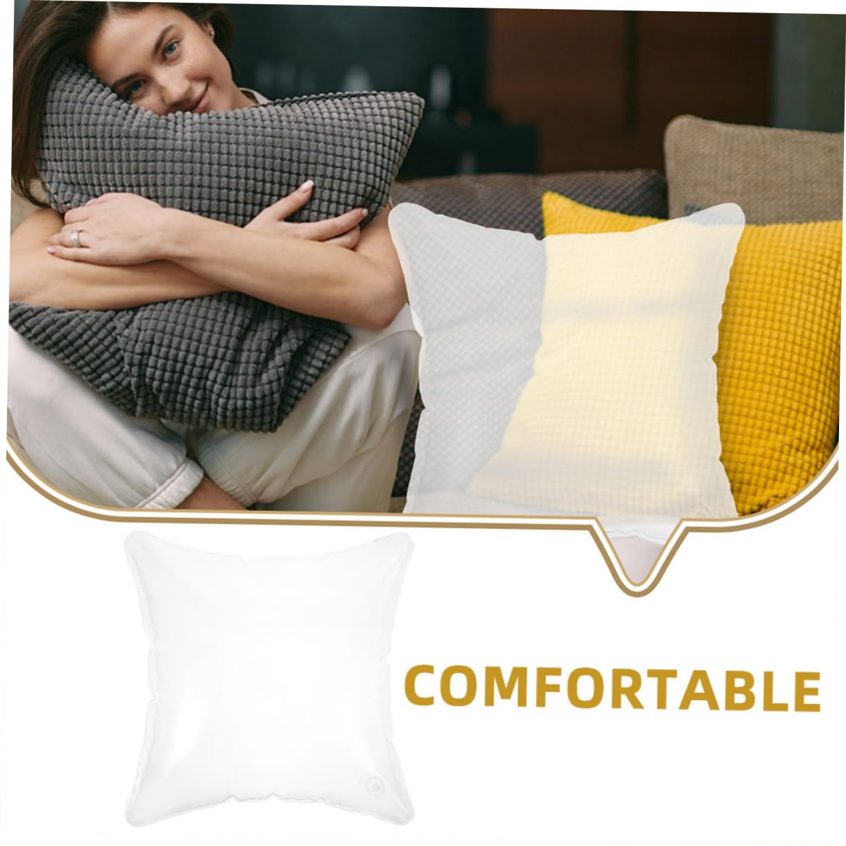 Oreiller de Voyage Gonflable Transparent en PVC, Appui Long Pliable
