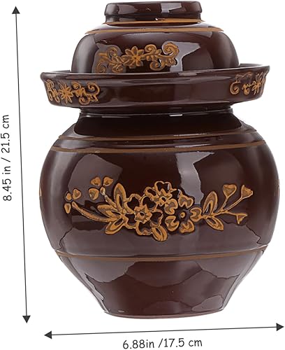 Miniatura 2 de Hemoton Tarros Mason Jars Mason Jars Mason Tarros tradicionales de fermentación de cerámica Tarro de fermentación china con tapa de sellado de agua,