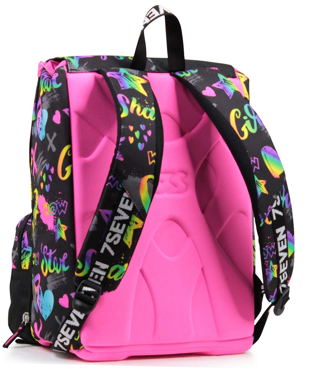 Seven Zaino Scuola Estensibile, Multicolore, Iridiscent, Zaino Doppio Scomparto Estensibile Tramite Zip Laterali, Scuola, Bambina e Ragazza
