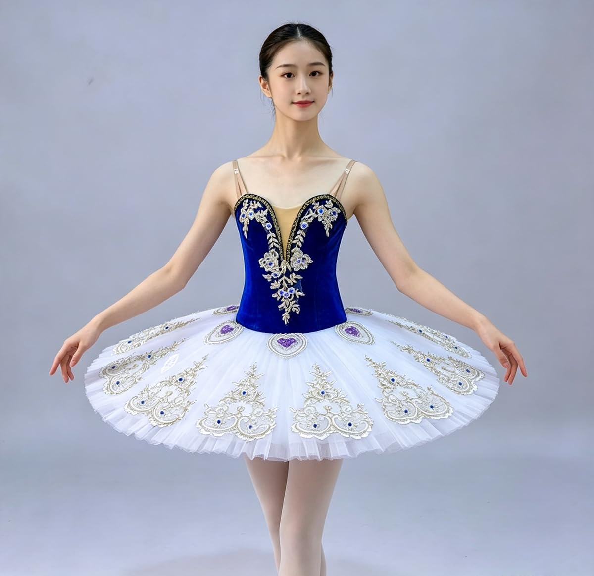 tutù Balletto Professionale per Bambini tutù Forma Pancake Lago dei Cigni | Gonna ricamata, abbigliamento da ballo, costume da ballerina per feste e balli, abito da balletto