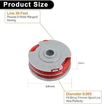 2PCS Strimmer Spool Line, Double Autofeed Spool, Strimmer Spool for Flymo, Standard 1.5mm 36ft Lawn Mower Replacement Spool, Replace of FLY021,Compatible with Flymo Power/Mini/Trim Grass Trimmer