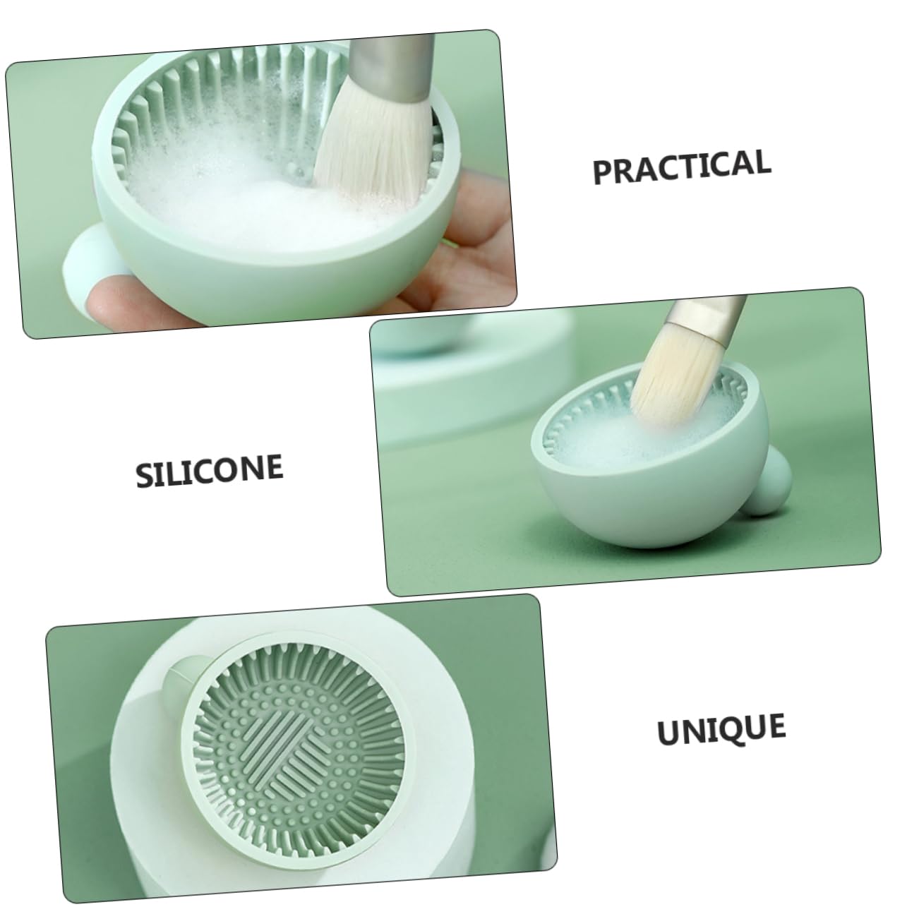 TOVINANNA Cosmetic Brush Cleaning Tray Makeup Brush Cleaner Beauty Tool Cleaning Bowl Silicone Scrubbing Pad Random Color