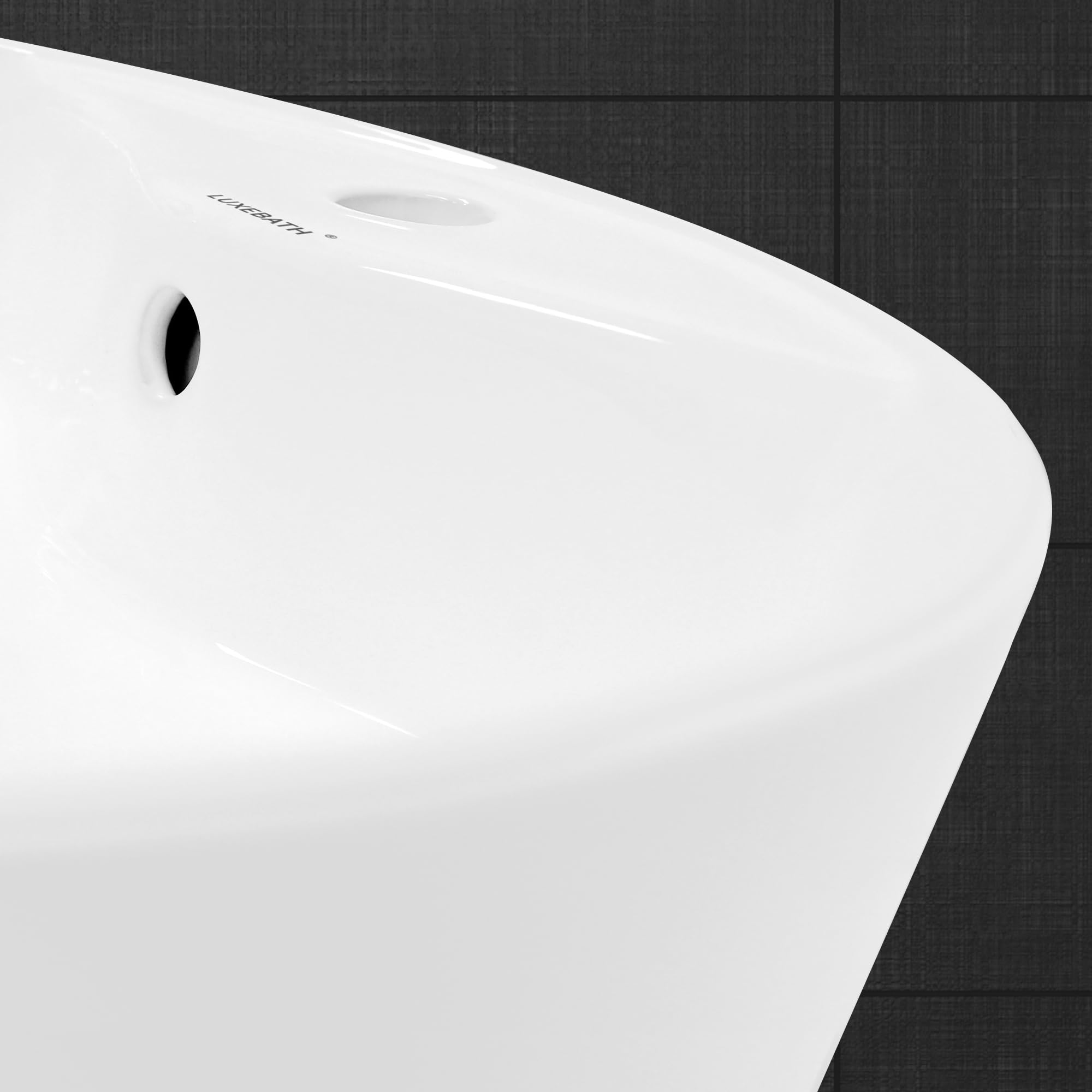 LuxeBath Design umywalka podumywalkowa ceramiczna okragla biala Ø455x185 mm elegancka umywalka nablatowa reczna wodospadowa nowoczesna trwala latwa w czyszczeniu do lazienki i toalety goscinnej