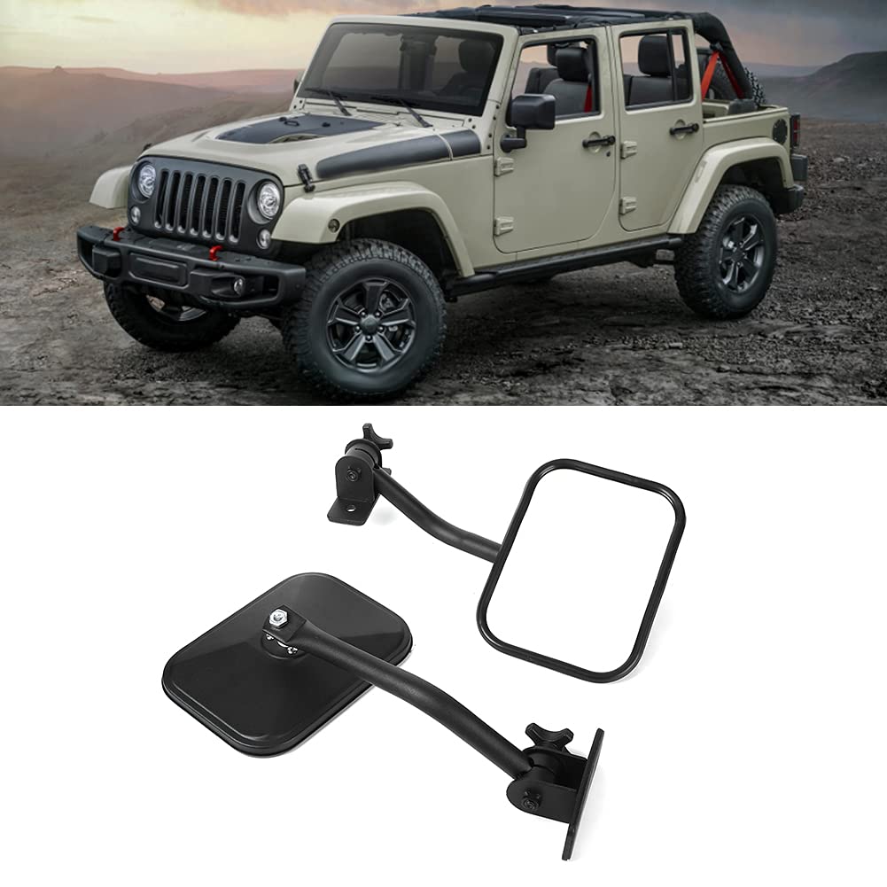 Specchio Retrovisore Quadrato per Auto, Ricambio Laterale, Colonna a Pilastro, Accessorio per Auto Adatto per YJ TJ JK 07-17