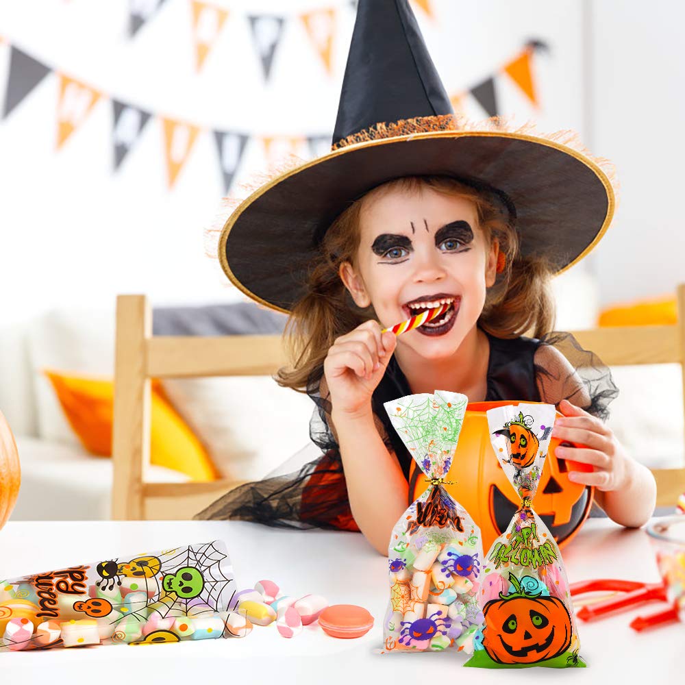 Amazon | STEFORD ハロウィンセロファンバッグ 200個 透明 キャンディ