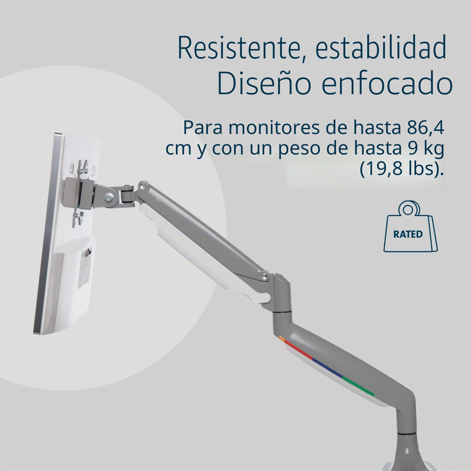 Kensington Brazo con Configuración VESA - Brazo para Un Monitor con Ajustes de Altura de Un Toque, Brazo para Un Monitor para Teletrabajo con Muelle de Gas, Gris (K55470EU)