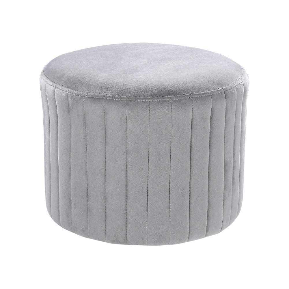 Repose-pieds pour chambre salon tabouret rembourré gris écrasé design chic