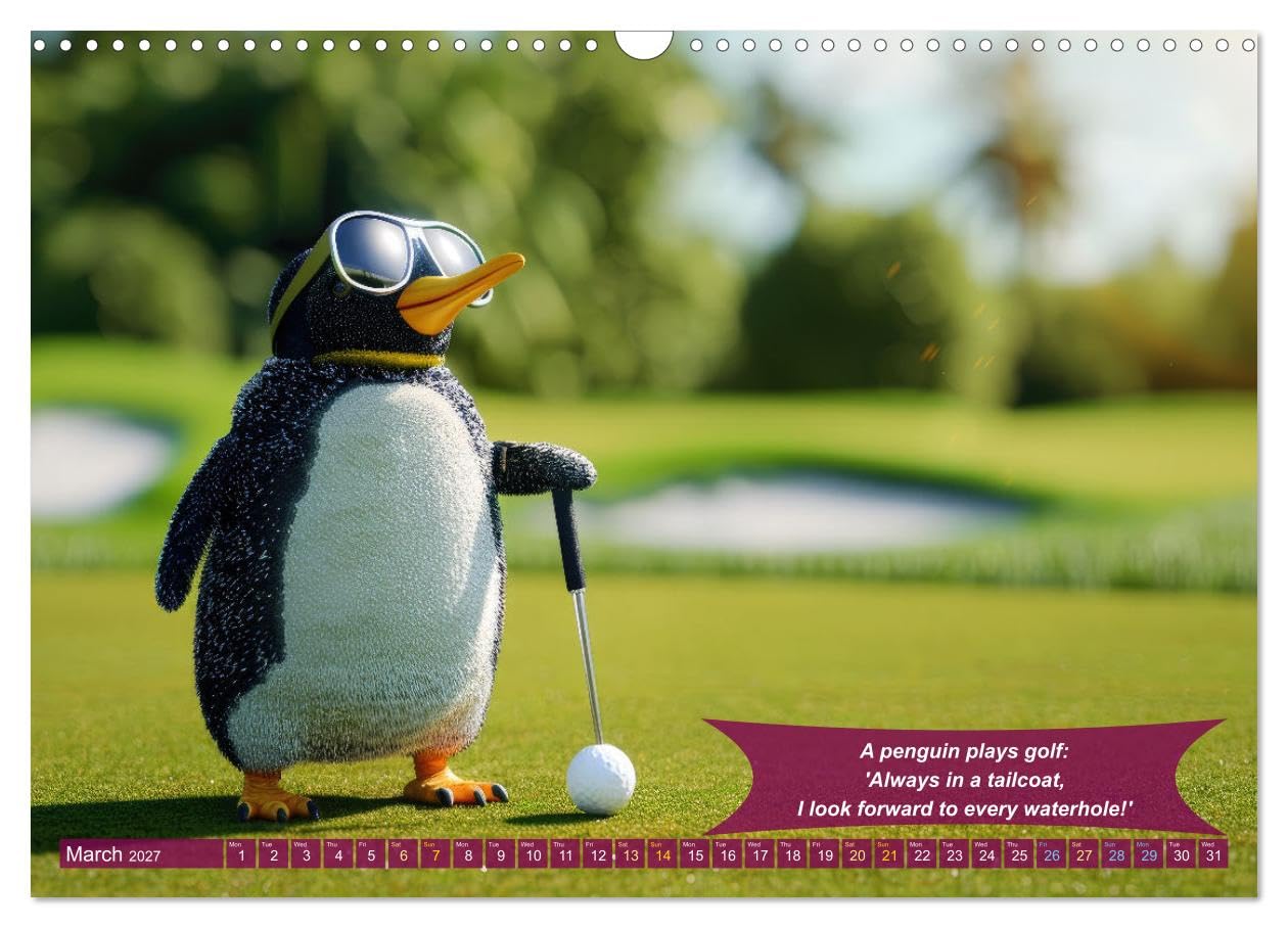 Funny charming animals as golf players (Wall Calendar 2027 DIN A3 landscape), CALVENDO 12 Month Wall Calendar: Enjoy funny animals in golfer's poses
