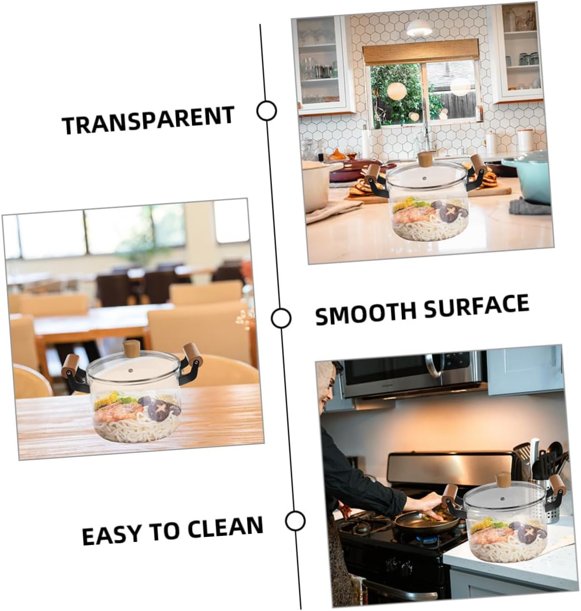 Clear Borosilicate Glass Cooking Pot with Lid Heat Resistant Saucepan for Soups Pasta and More Double Handle Design for Easy Handling for Home Cooking