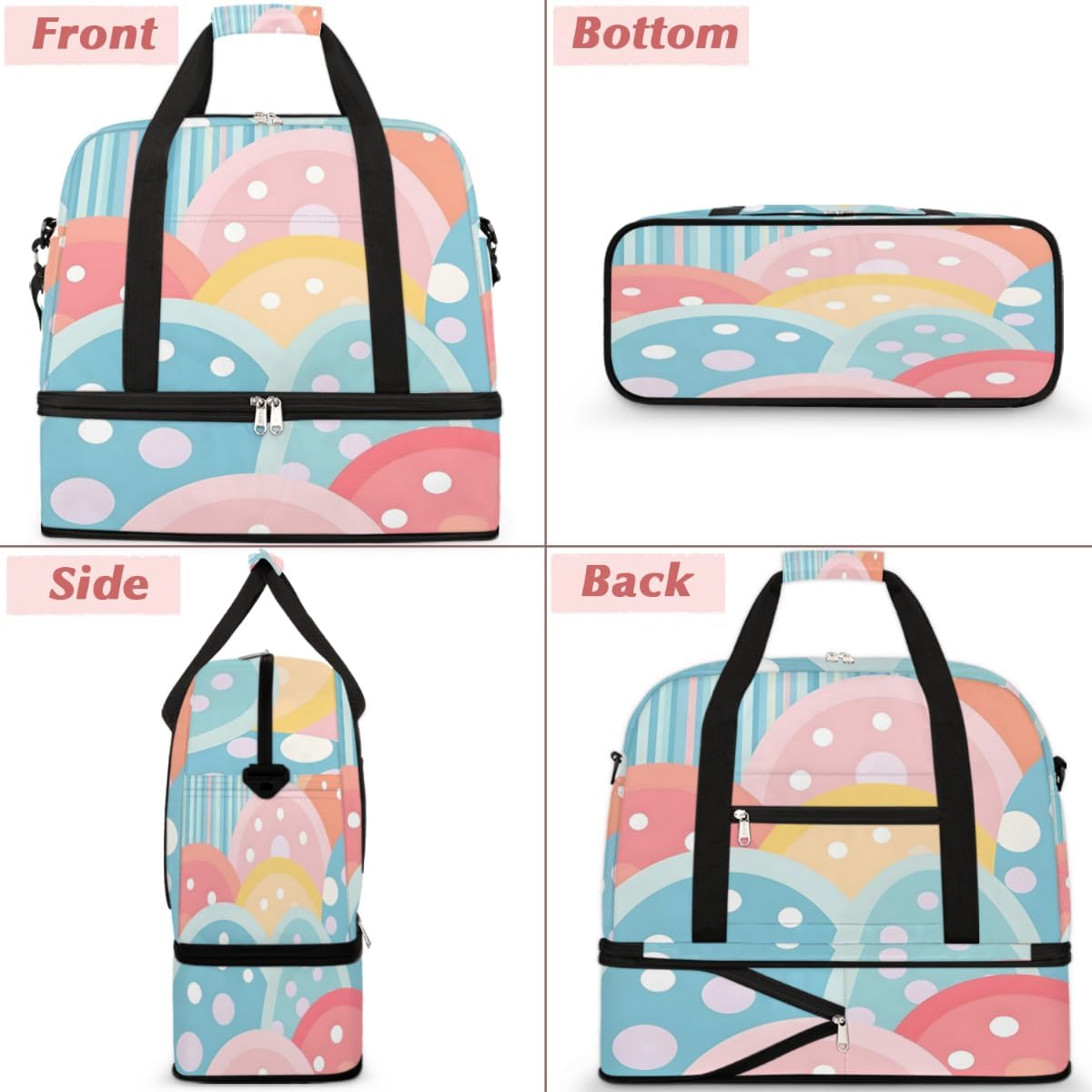 QsirBC Geometry Funny Style Gym Bag for Women Duffle Tote with Shoes Compartment Men Weekender Duffel for Dance Travel Sports Swimming Overnight