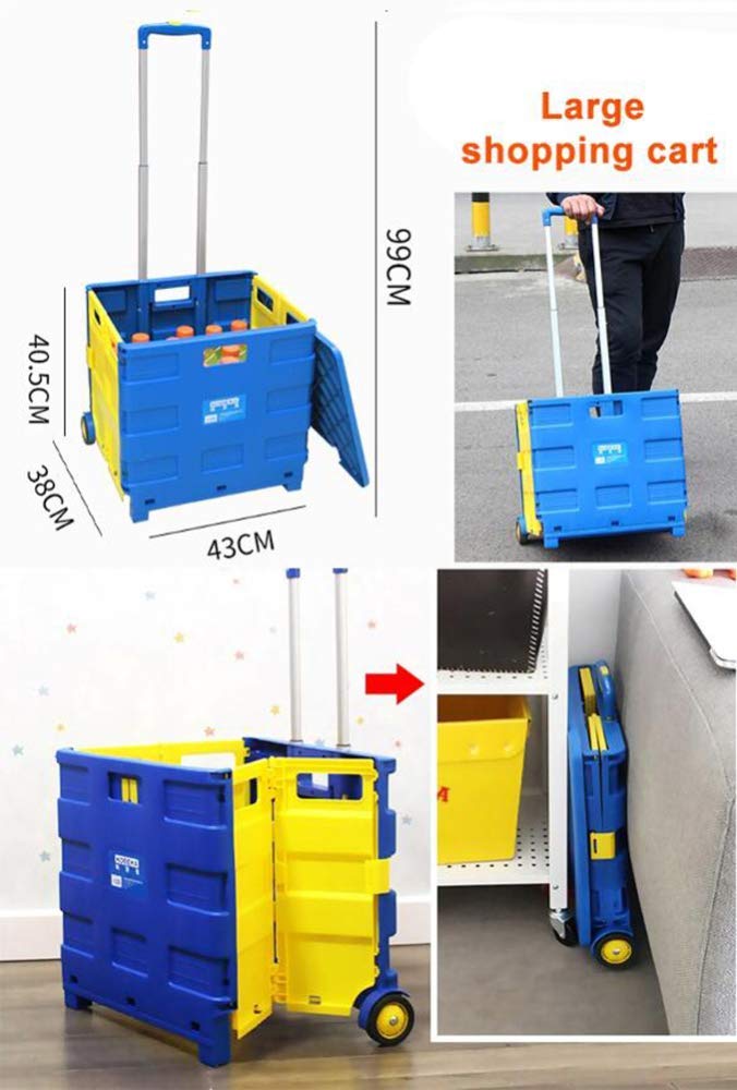 Caisse à Roulettes Pliable - Chariot Portable Pour Courses, Outils, Documents - Capacité 40L - Aluminium