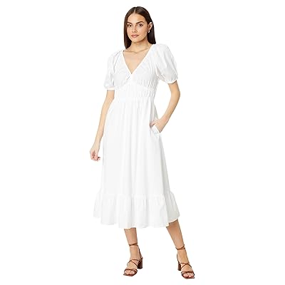 Vineyard Vines Poplin V Neck Midi Dress Women