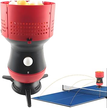 Electric Table Tennis Robot,5 Levels Strength and Distance Adjustable,90 Ball Capacity Ping Pong Shooting Machine and100Balls